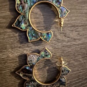 Hand Crafted Abalone Shell Flower Earrings